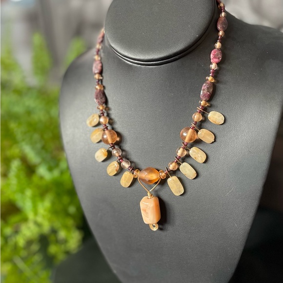 empowered jewelry by Ashlyn Jewelry - Tourmaline, Agate, Vintage beaded artisan necklace